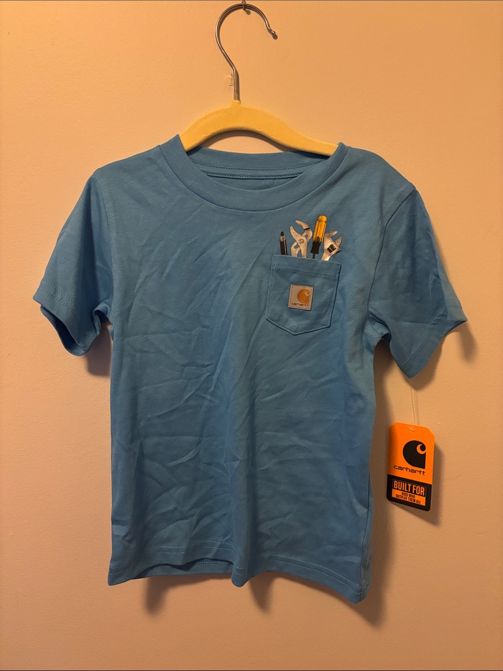 Carhartt Kids Light Blue Pocket Tool Graphic Short Sleeve Tee